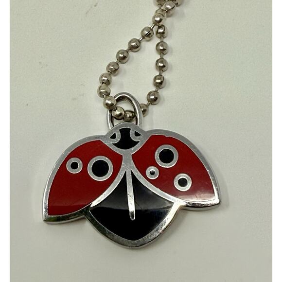 Coach Vtg Ladybug Bag Charm Y2k Metal Turquoise Hang Tag. Rare. - Picture 2 of 5